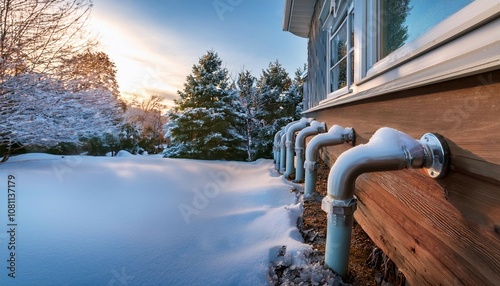 frozen house pipes in winter season highlighting the impact of cold weather on home infrastructure