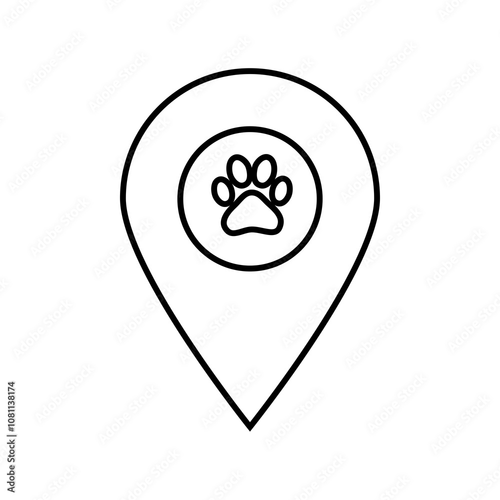 Pet Location Pin Icon with Paw Print - SVG Pet Location Pin Icon with Paw Print - SVG