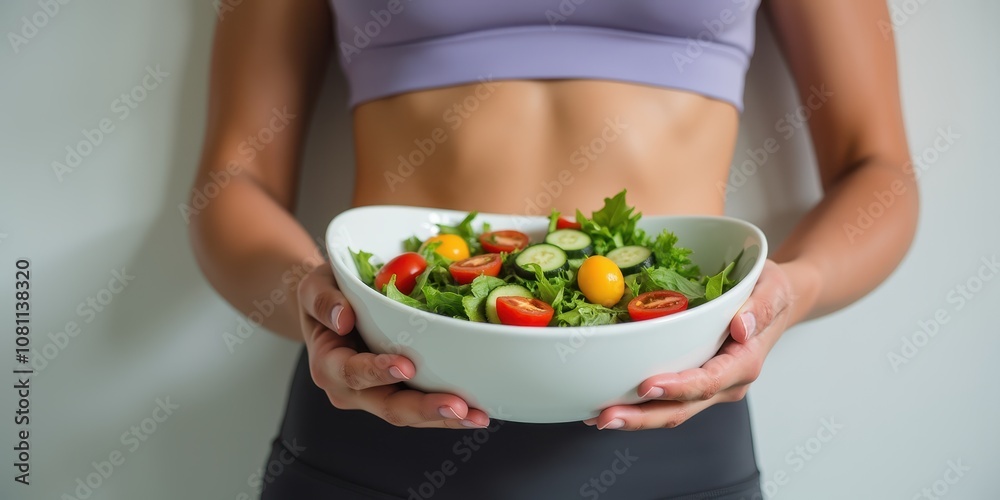 Woman Holding a Fresh Salad in a Bowl
