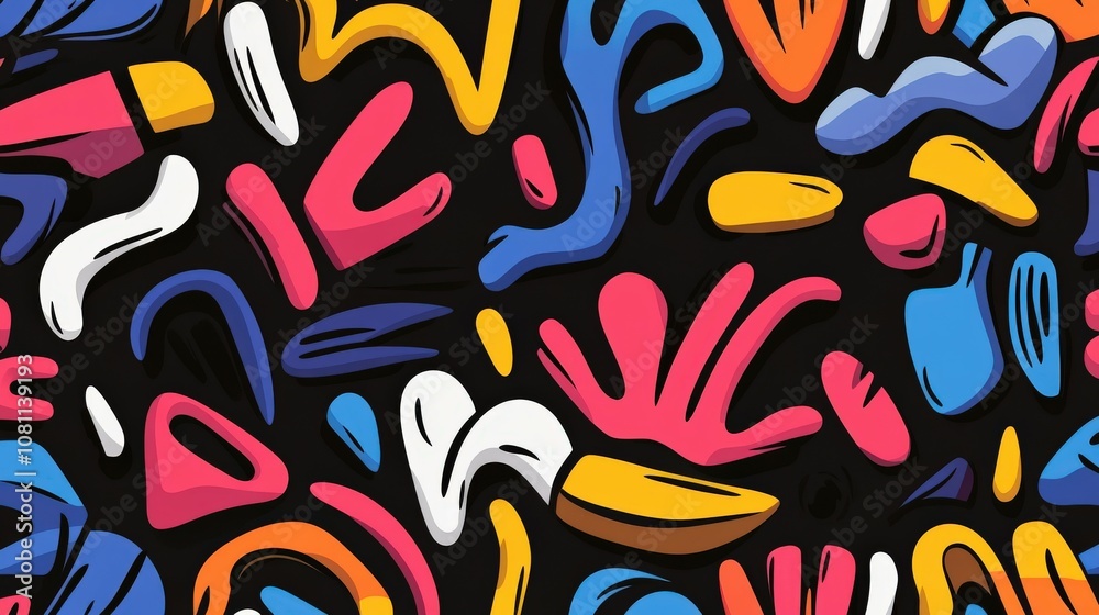 Obraz premium Colorful abstract graffiti patterns showcase vibrant street art creativity