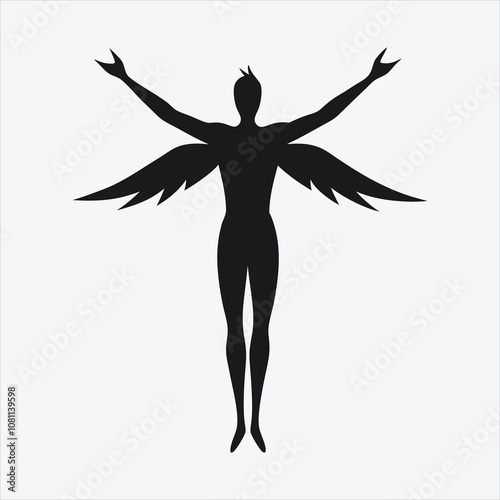 Soul of Freedom, Silhouette White background illustration, Generative Ai