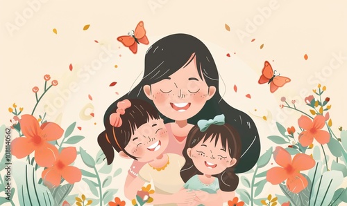 happiness of love on Mothers Day of gratitude for mother struggle for sake of family ai generated