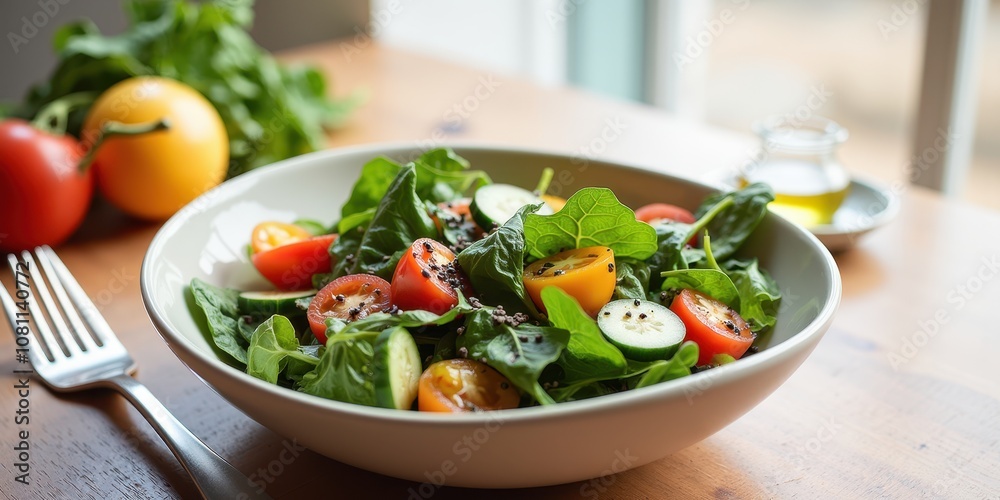 Fresh Salad with Colorful Vegetables and Greens Fresh Salad with Colorful Vegetables and Greens