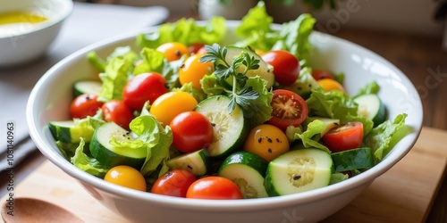 Fresh Vegetable Salad Bowl with Colorful Ingredients