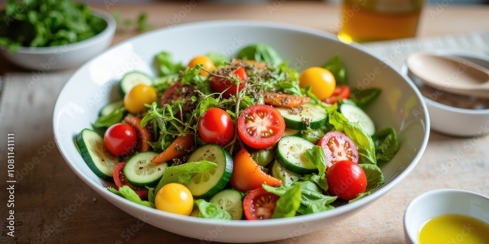 Fresh Vegetable Salad with Colorful Ingredients Fresh Vegetable Salad with Colorful Ingredients