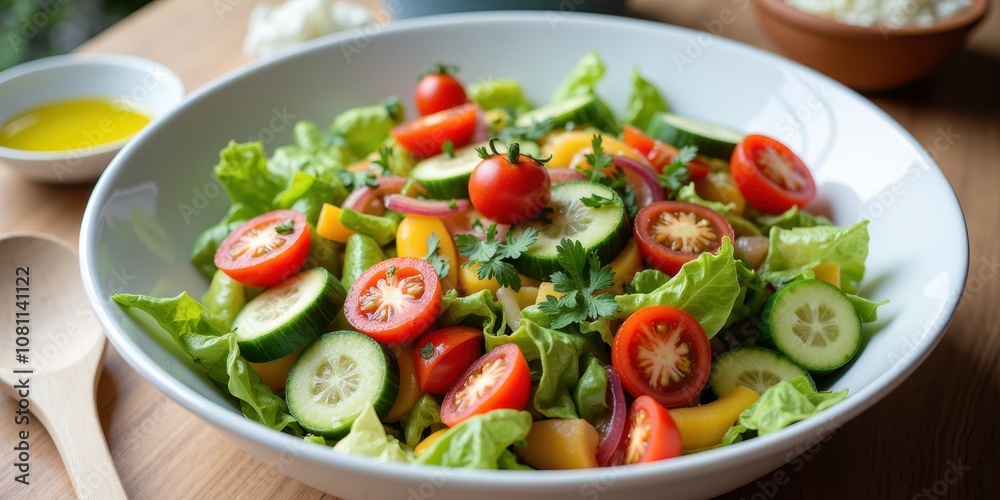 Fresh Vegetable Salad with Colorful Ingredients Fresh Vegetable Salad with Colorful Ingredients