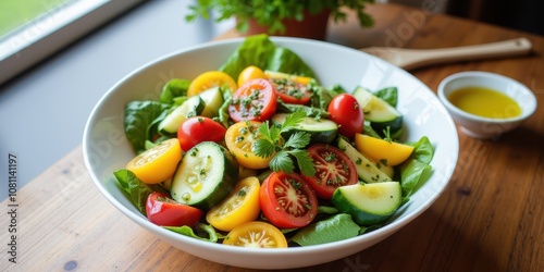 Fresh Vegetable Salad with Colorful Ingredients