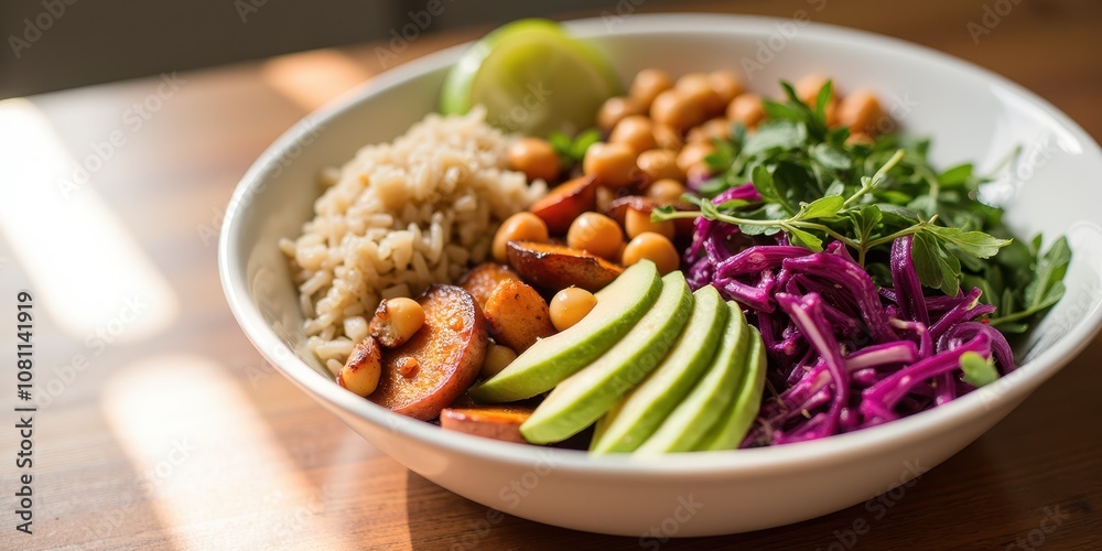Vibrant Bowl of Healthy Ingredients on a Wooden Table Vibrant Bowl of Healthy Ingredients on a Wooden Table