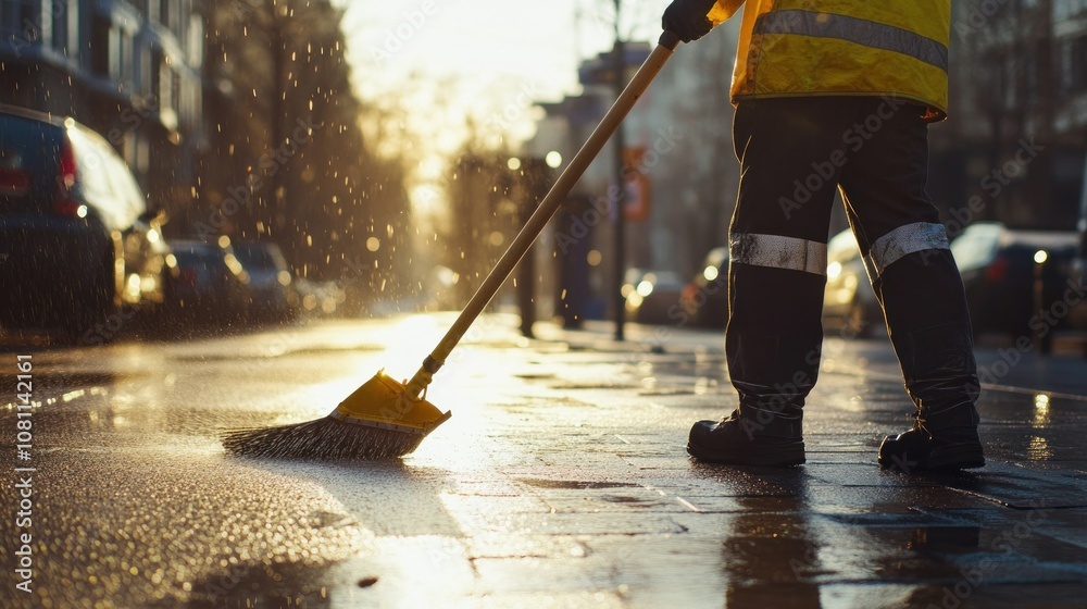 Obraz premium Street Cleaner at Golden Hour