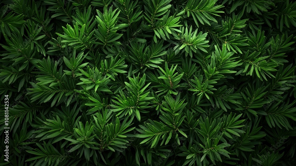 Lush fir tree branches create a vibrant green background in nature Lush fir tree branches create a vibrant green background in nature