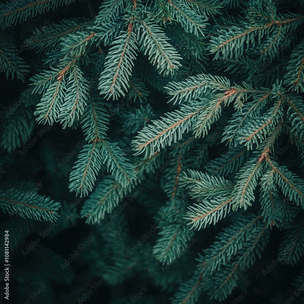 Lush fir tree branches create a serene green backdrop in nature Lush fir tree branches create a serene green backdrop in nature