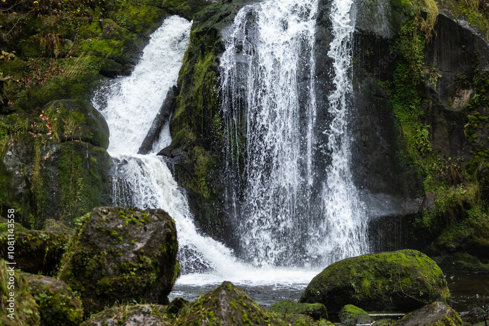 Fototapeta premium Germany's highest waterfalls in Triberg a unique memorable attraction in the Black Forest mountains.