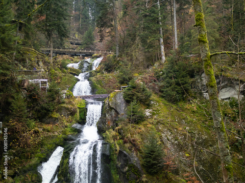 Germany's highest waterfalls in Triberg a unique memorable attraction in the Black Forest mountains. photo