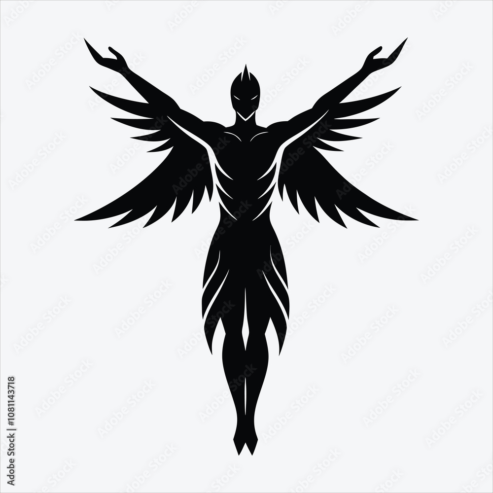 Obraz premium Soul of Freedom, Silhouette White background illustration, Generative Ai