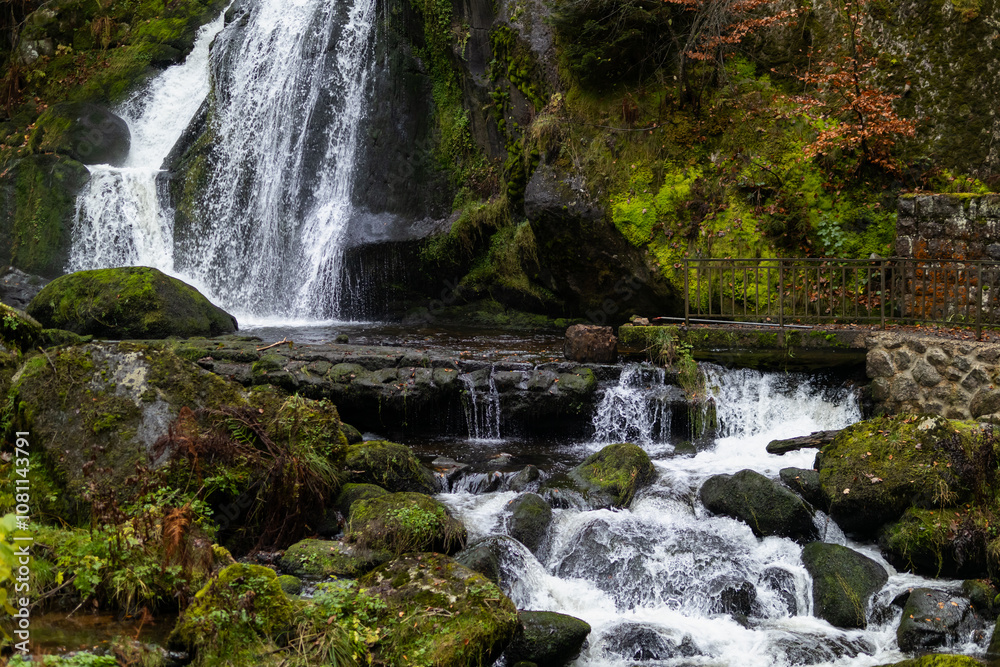 Germany's highest waterfalls in Triberg a unique memorable attraction in the Black Forest mountains. Germany's highest waterfalls in Triberg a unique memorable attraction in the Black Forest mountains.