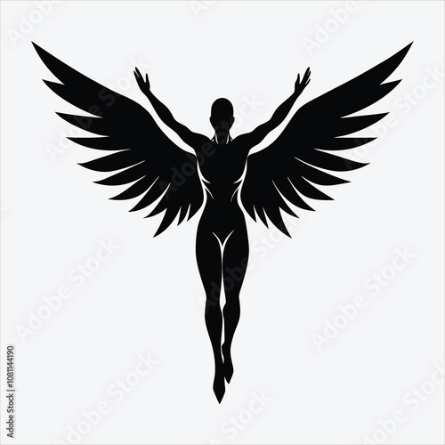 Soul of Freedom, Silhouette White background illustration, Generative Ai