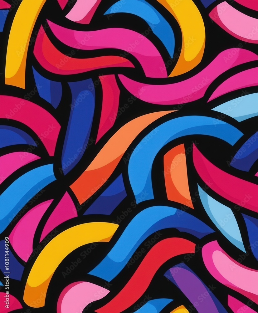 Vibrant graffiti mural featuring colorful abstract patterns on city wall