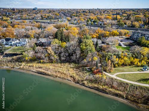 Aerial Drone View of Nutana Neighborhood in Saskatoon, Saskatchewan photo