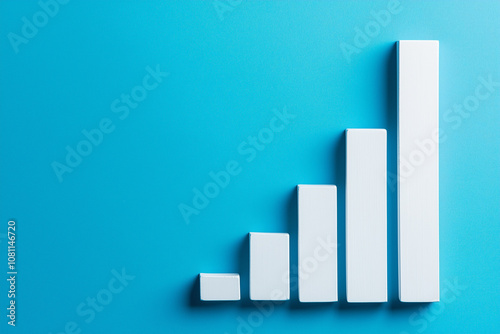 Free Download White rising bar chart on blue background with copy space. Business economic and money investment concept. Goal and success theme - GFXLoad