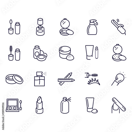 Cosmetics Skin care line icons vector design