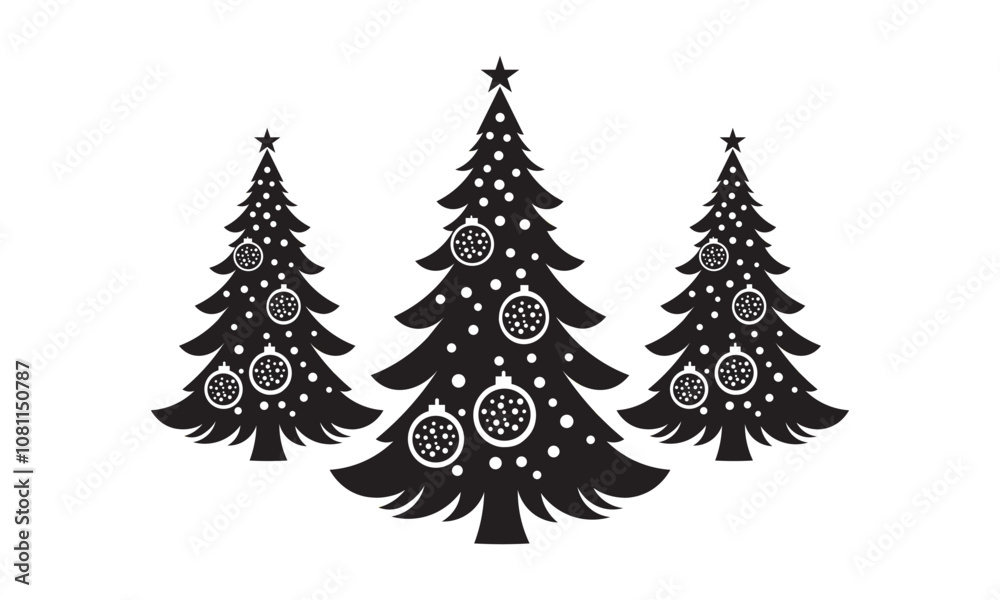 Obraz premium christmas silhouette vector Lorry and Fir Tree