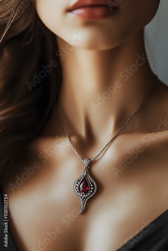 Women's décolleté with a luxury jewelry