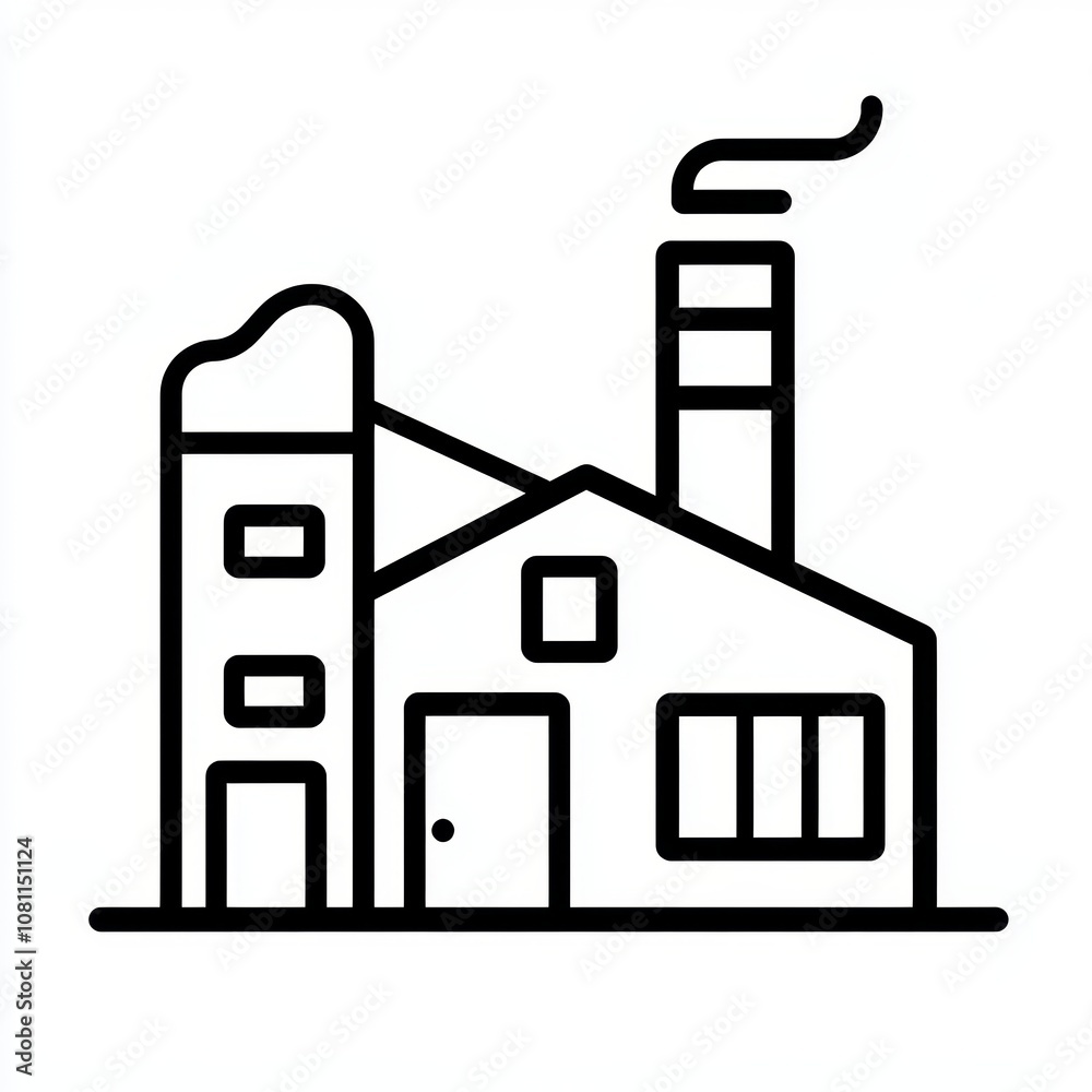 Simple Factory Building Illustration, Industrial Warehouse Entrance Generative AI Simple Factory Building Illustration, Industrial Warehouse Entrance Generative AI