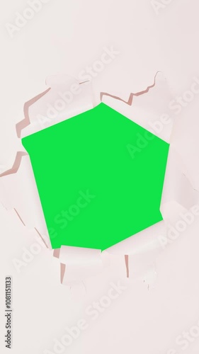 Unwrapping gift revealing a green screen - Stop Motion Animation - Blue ribbon with bow on a pink background. Chroma key.