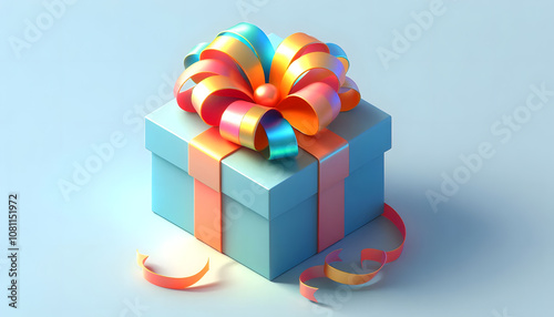 Caja de regalo con cinta rosa y azul