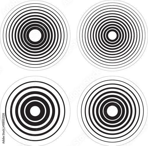 vector hypnotic ripple circles. 
ripple concentric circles isolated on white background