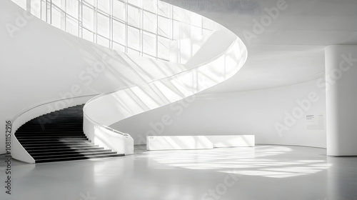 Elegant spiral staircase design in modern architecture minimalist interior bright ambient light artistic perspective