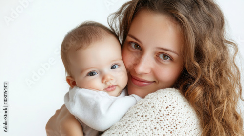 Loving mother embracing baby for family photography and parenting concepts