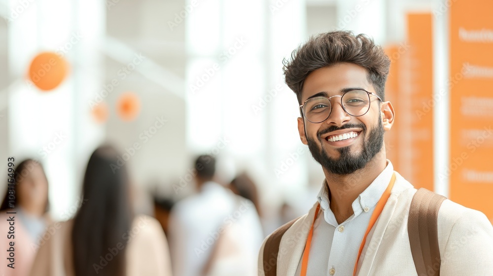 Obraz premium A group of young Indian professionals networking and engaging in conversation at a business conference