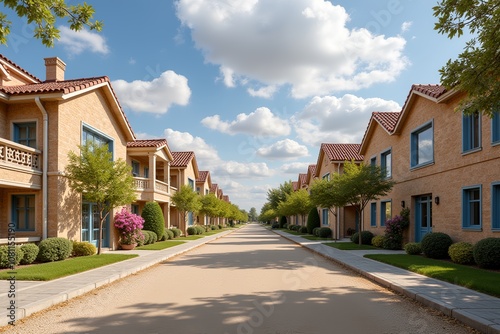 A street of houses in a small town