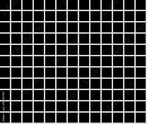 Hand drawn 3D illustration of white grids-bars isolated on black background