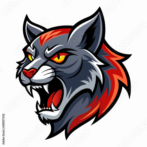 Wallpaper Mural Cat roaring head logo vector illustration On White Background Torontodigital.ca