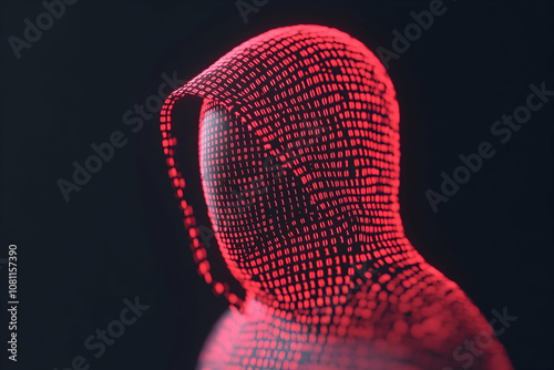 Anonymous Hacker in Binary Code, hooded figure, 01, digital, technology, cybersecurity