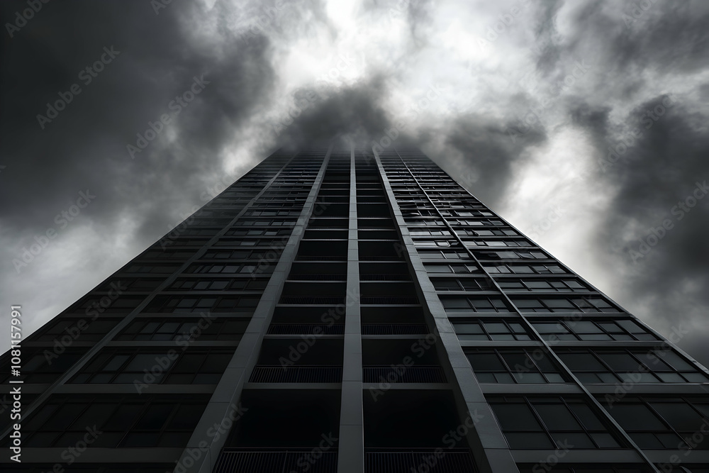 Skyscraper Under a Cloudy Sky, building, architecture, urban, city, highrise Skyscraper Under a Cloudy Sky, building, architecture, urban, city, highrise