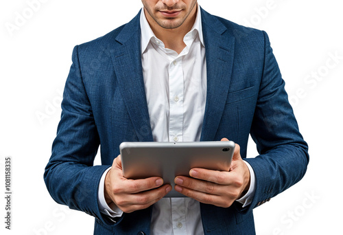 Portrait of a young businessman using tablet computer