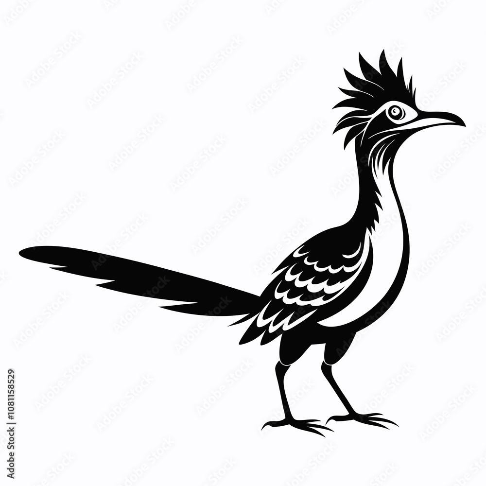 Fototapeta premium Greater Roadrunner vector silhouette on white background