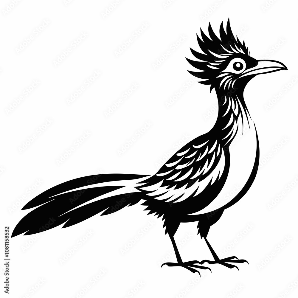 Fototapeta premium Greater Roadrunner vector silhouette on white background