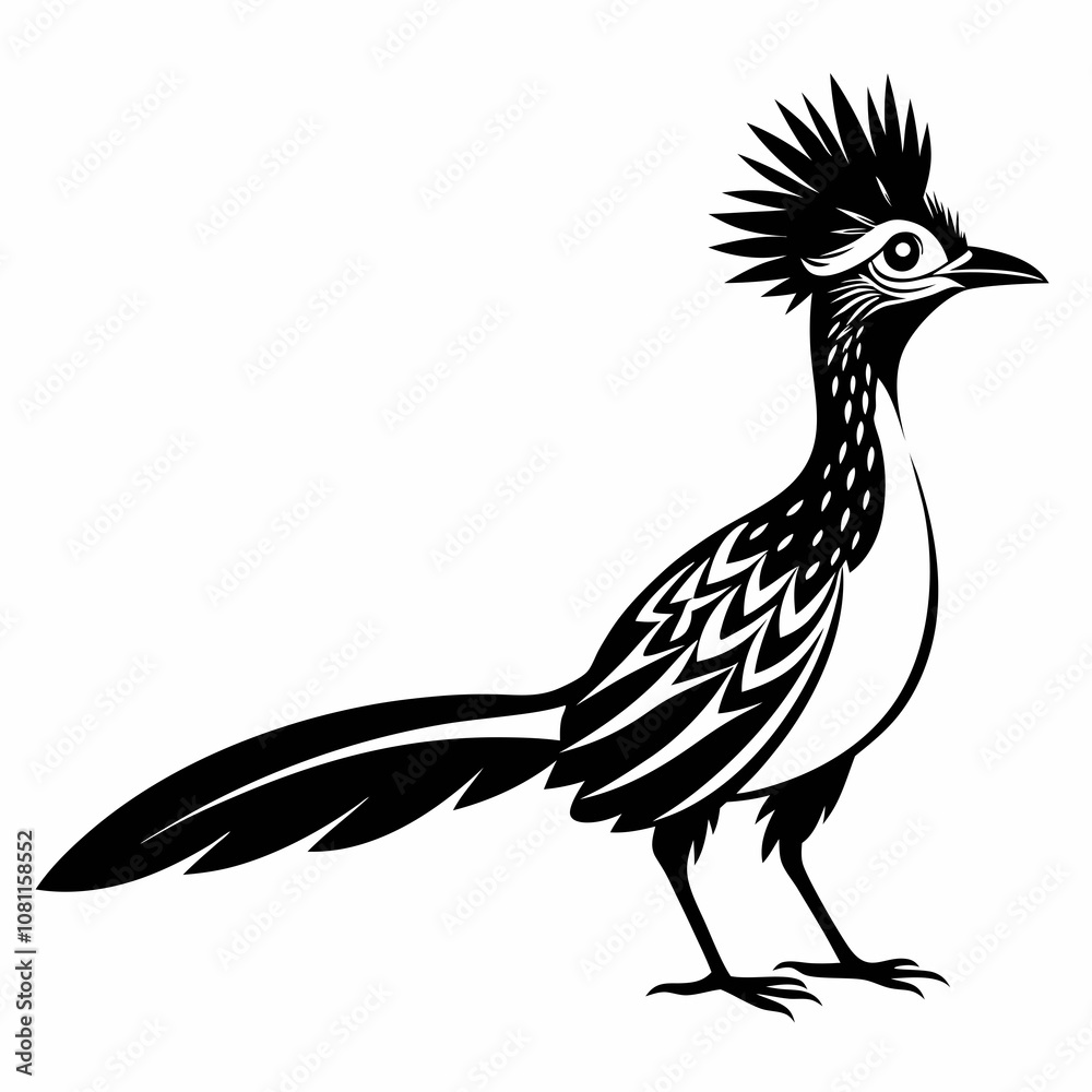Fototapeta premium Greater Roadrunner vector silhouette on white background