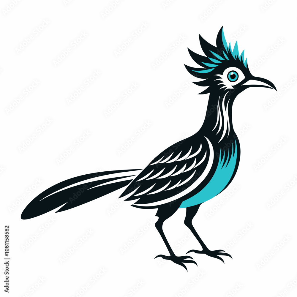 Greater Roadrunner vector silhouette on white background Greater Roadrunner vector silhouette on white background
