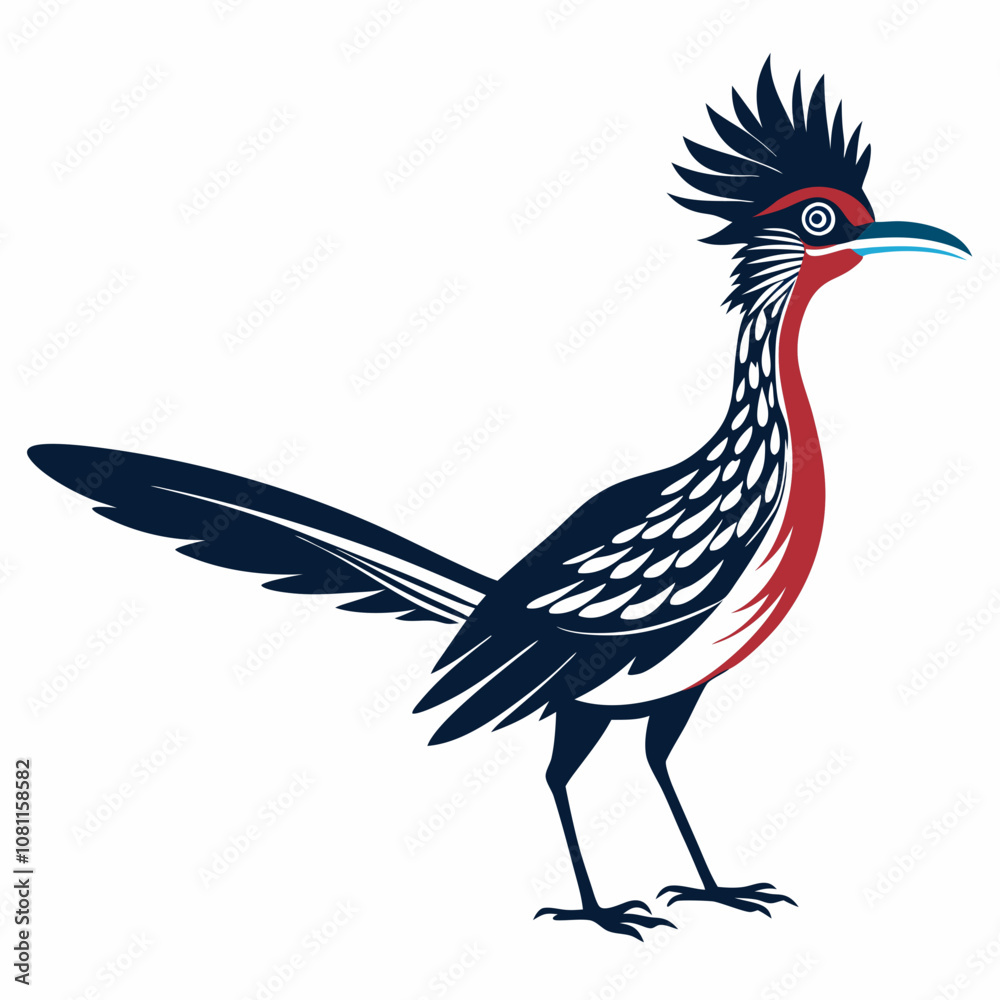 Greater Roadrunner vector silhouette on white background Greater Roadrunner vector silhouette on white background