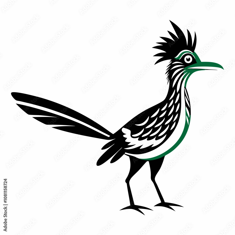 Obraz premium Greater Roadrunner vector silhouette on white background