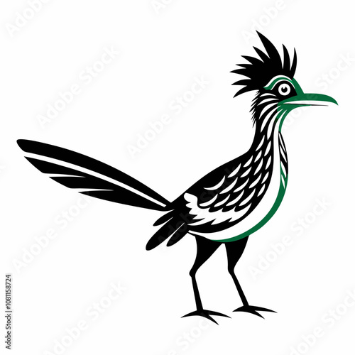 Greater Roadrunner vector silhouette on white background