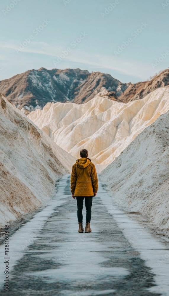 Explorer Taking in the Vast Beauty of a Mountainous Desert Canyon, Travel and Adventure Explorer Taking in the Vast Beauty of a Mountainous Desert Canyon, Travel and Adventure