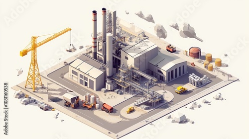 Simple Building Engineering Theme Isometric Illustration for Architecture and Construction Concepts Generative AI photo