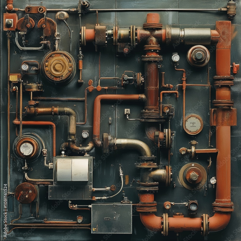 Industrial machinery circuits and pipes system Generative AI Industrial machinery circuits and pipes system Generative AI
