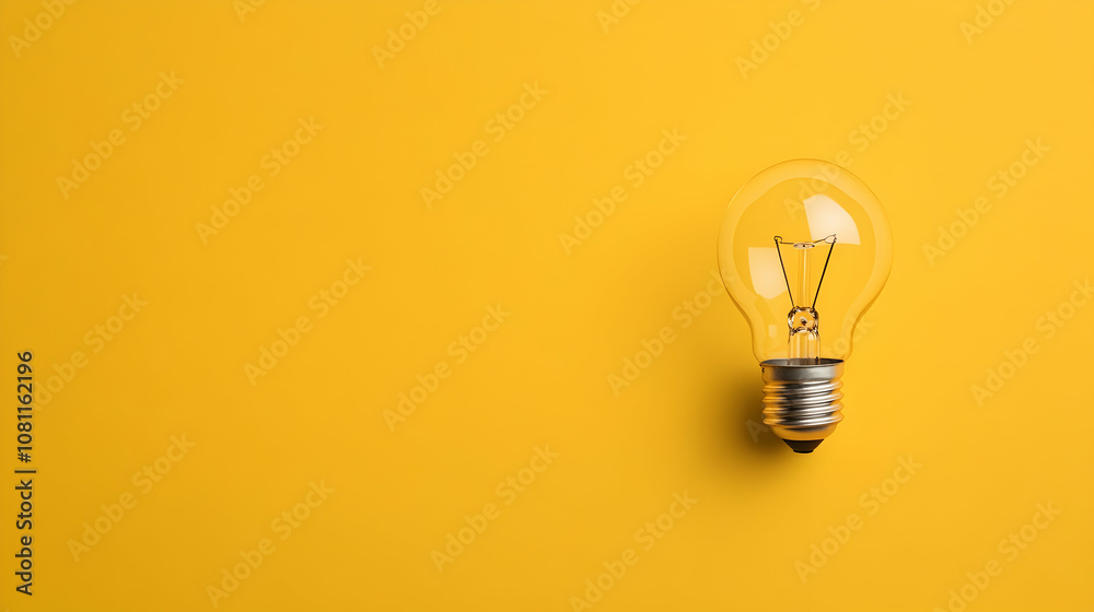 Light Bulb on Yellow Background, idea, innovation, inspiration, creativity, solution Light Bulb on Yellow Background, idea, innovation, inspiration, creativity, solution